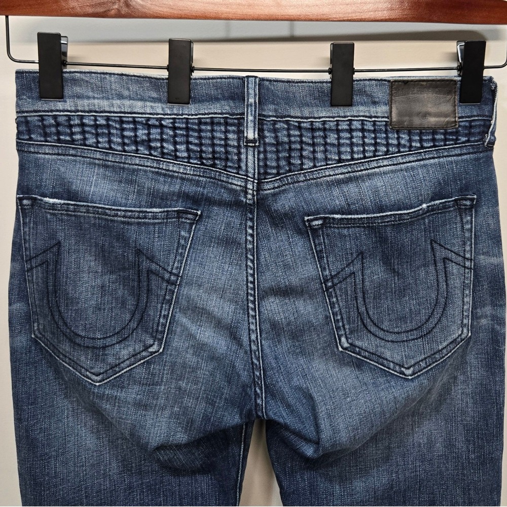 True Religion Geno Relaxed Slim Jean Men 33 Moto Biker Distressed Zipper Pockets - Picture 12 of 13
